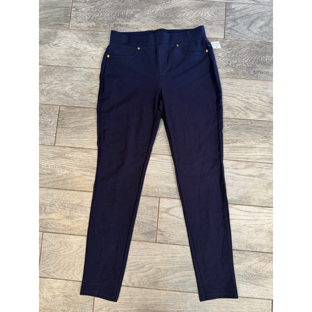 Michael Kors Leggings Medium‎ Navy Blue Pull On Skinny Trousers Womens NWT Pants